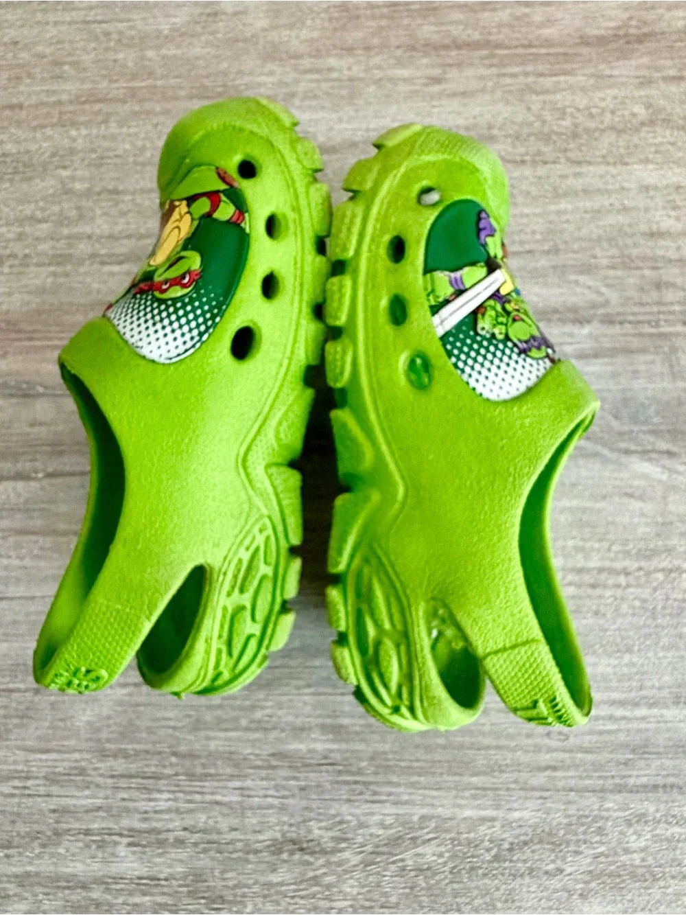 Mutant Ninja Turtles Green Cartoon Slip Resistant Clogs Slides Water Shoes 7/8